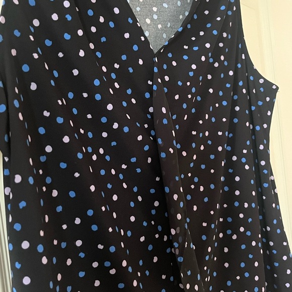 Roz & Ali Navy Polka Dot Women's Blouse Size Large - Picture 6 of 16